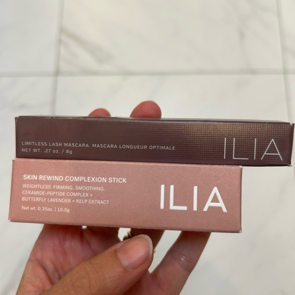 ILIA Limitless Lash Mascara in Midnight & Skin Rewind Complexion Stick in Willow